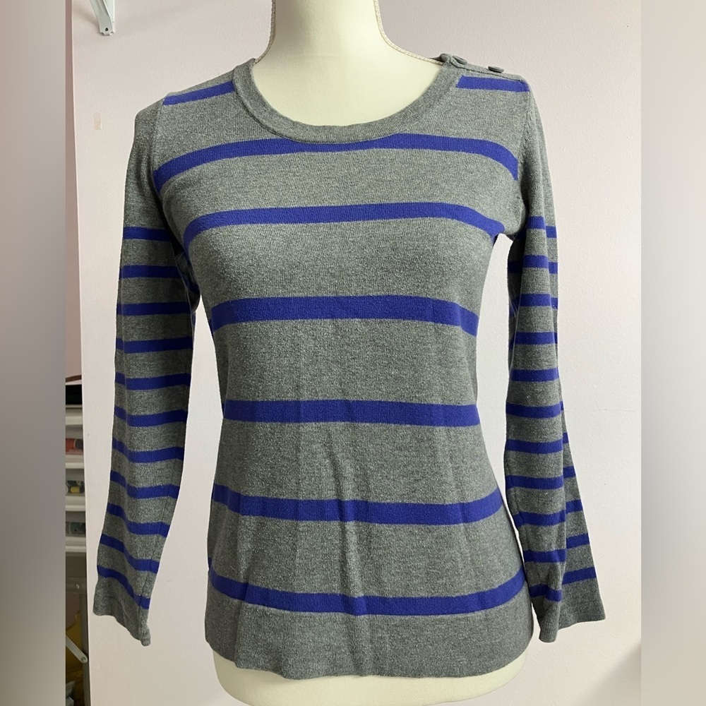 Loft Petites Women’s Pullover Sweater, Size SP, Gray/Purple